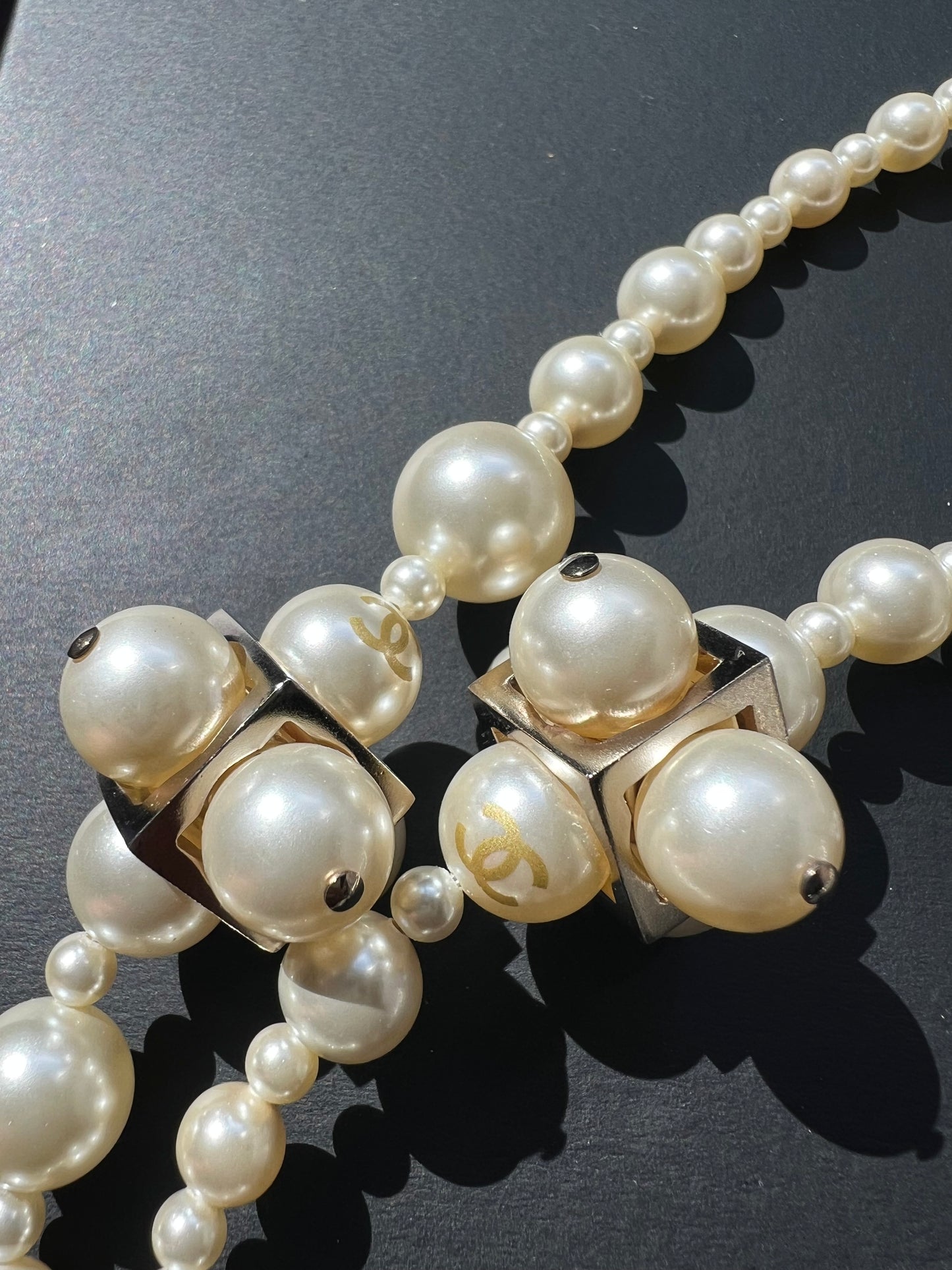 CHANEL Pearl And Cocomark Cube Classic Necklace