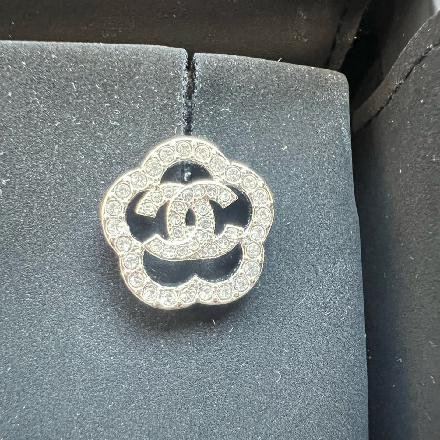 Chanel  Crystal Camellia CC Earrings