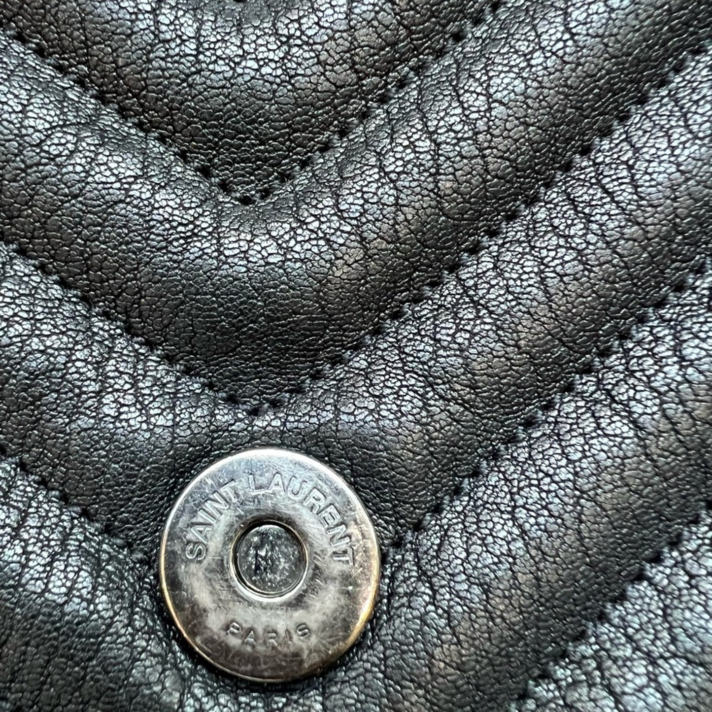 Saint Laurent Matelasse Chevron Monogram Large College Satchel Black