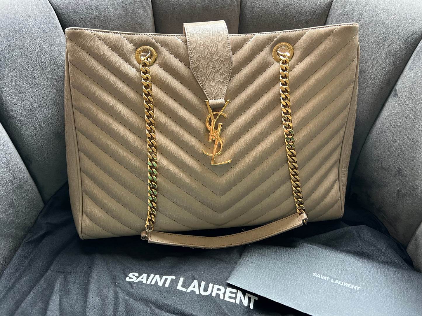 YSL Shoulder Monogram Shopping Tote Bag