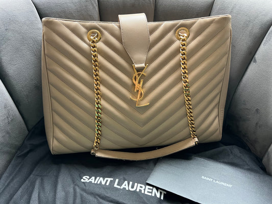 YSL Shoulder Monogram Shopping Tote Bag