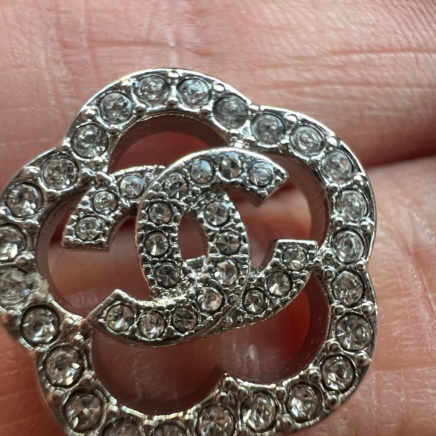 Chanel  Crystal Camellia CC Earrings