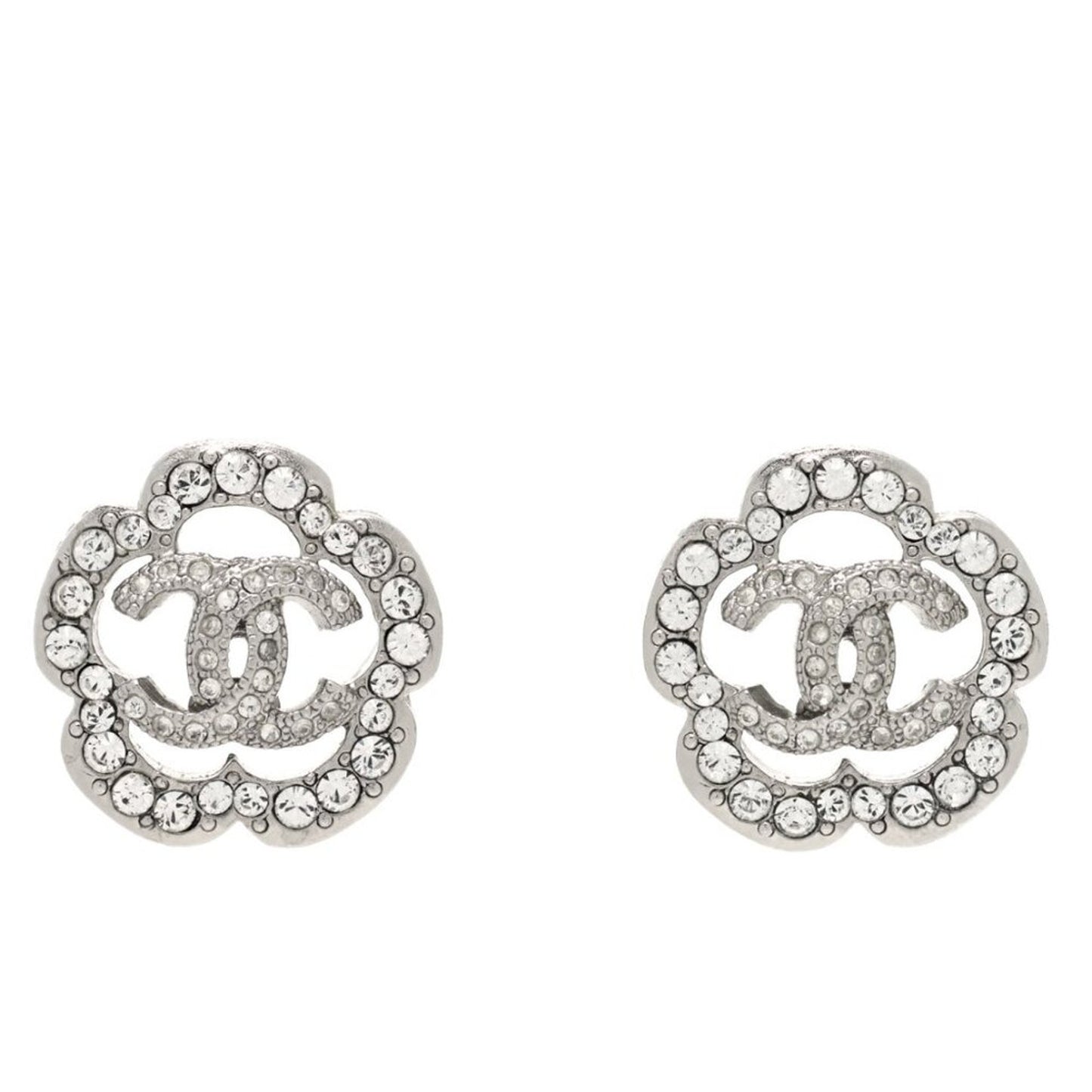 Chanel  Crystal Camellia CC Earrings