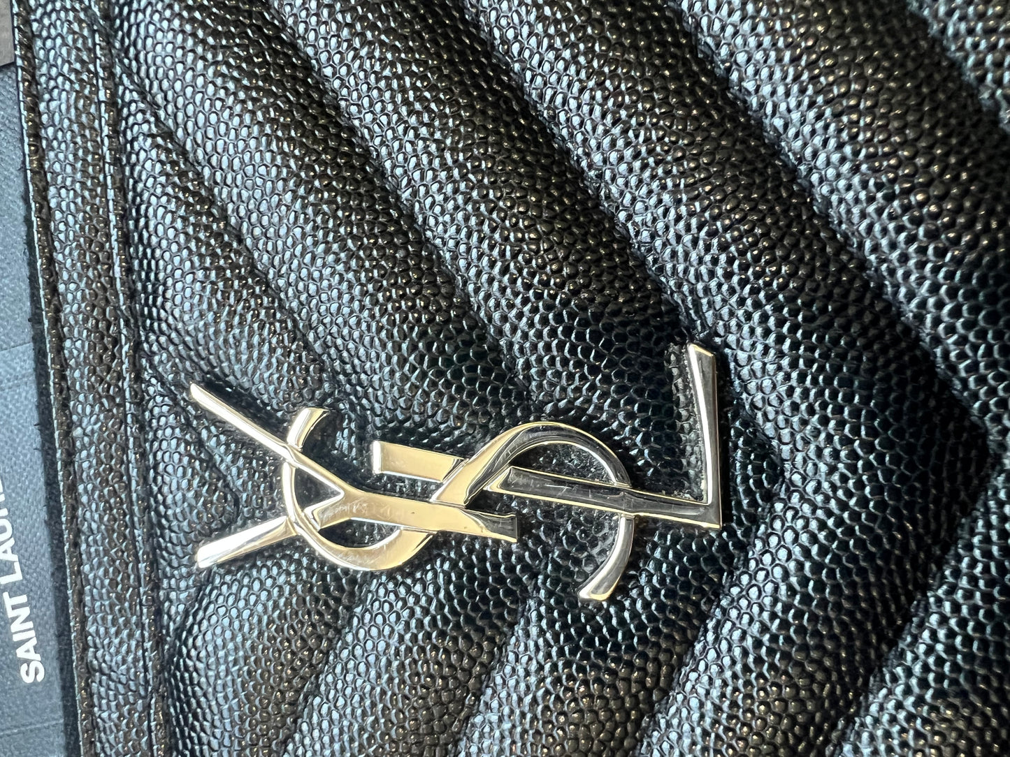 YSL monogram black wallet on chain