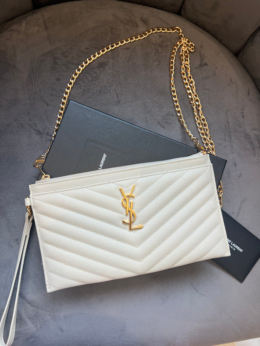 Crema YSL wristlet crossbody