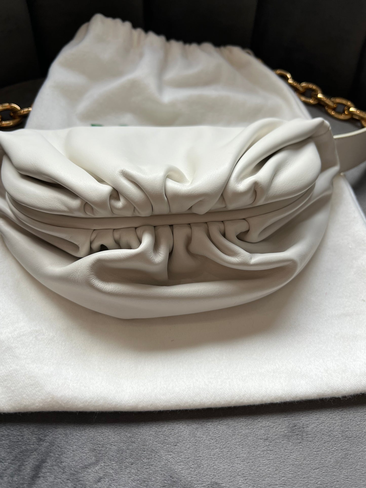 Bottega Veneta white chain pouch