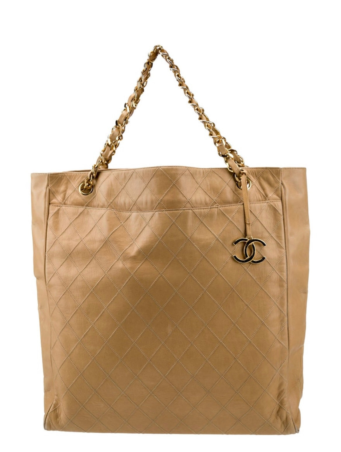 Vintage Chanel Quilted Shopping Tote Bag