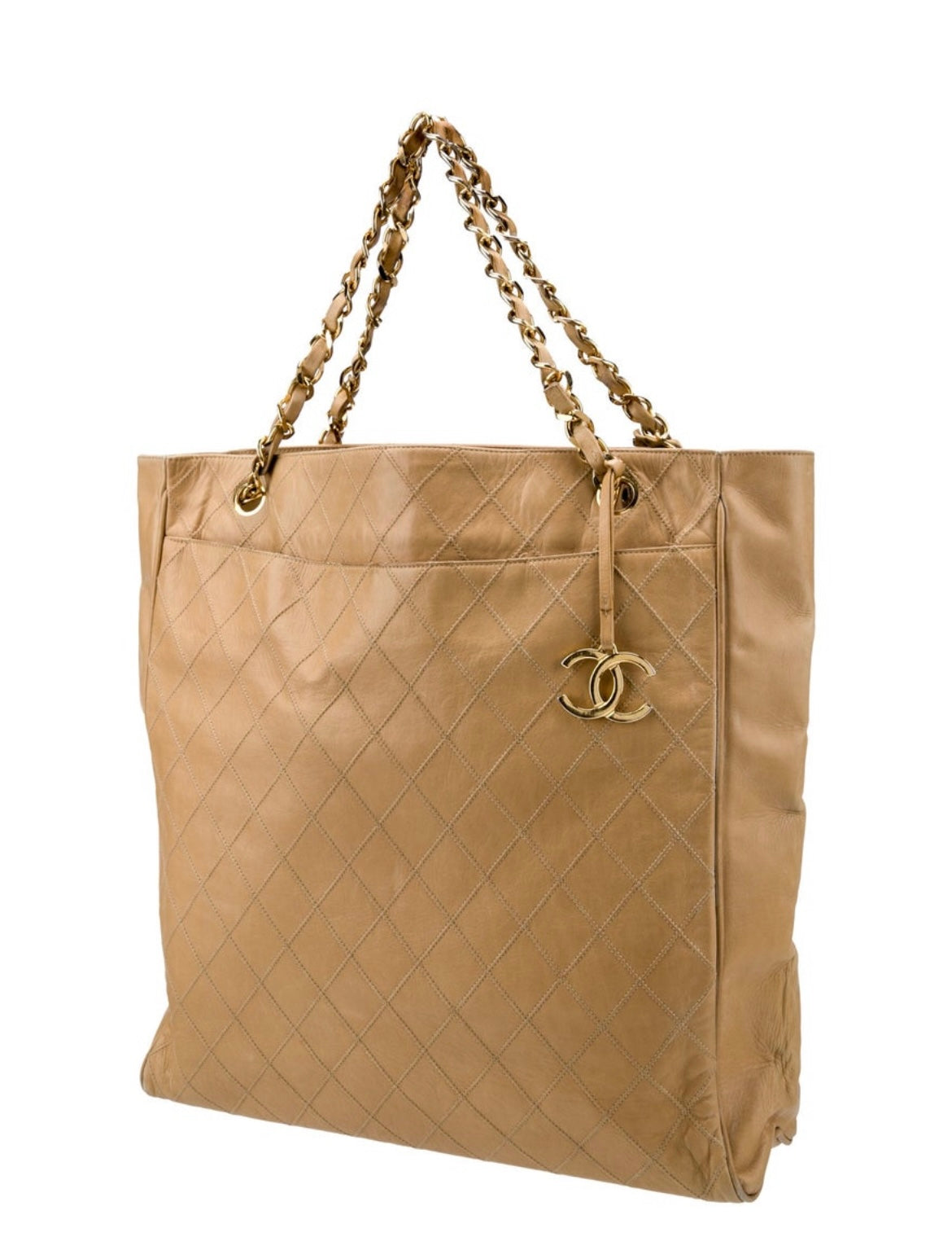 Vintage Chanel Quilted Shopping Tote Bag