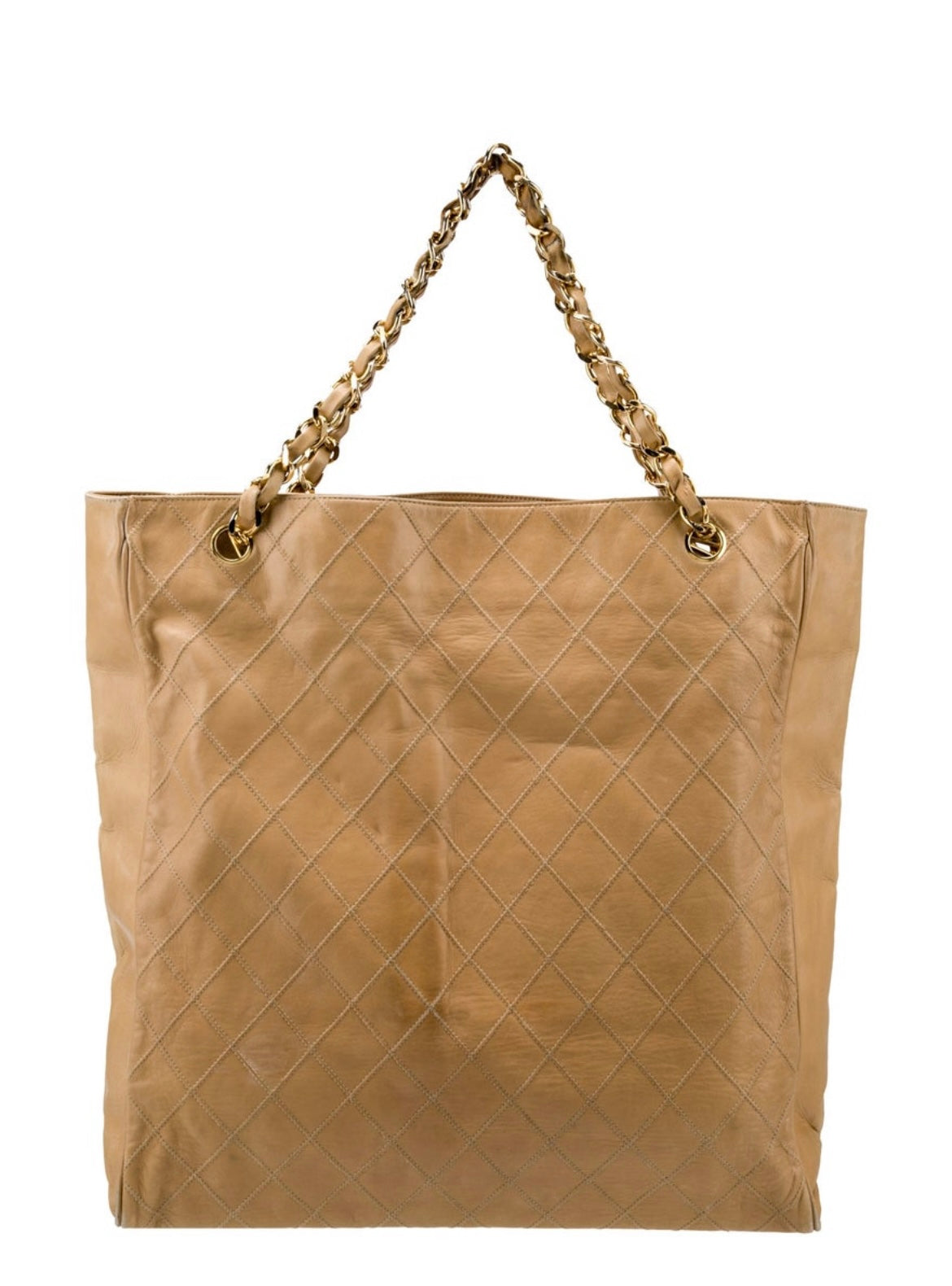 Vintage Chanel Quilted Shopping Tote Bag