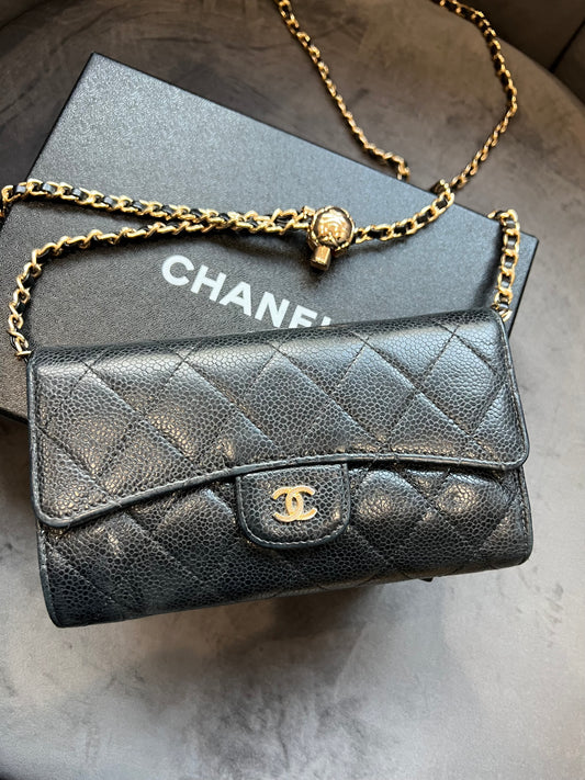 Chanel caviar timeless wallet on chain