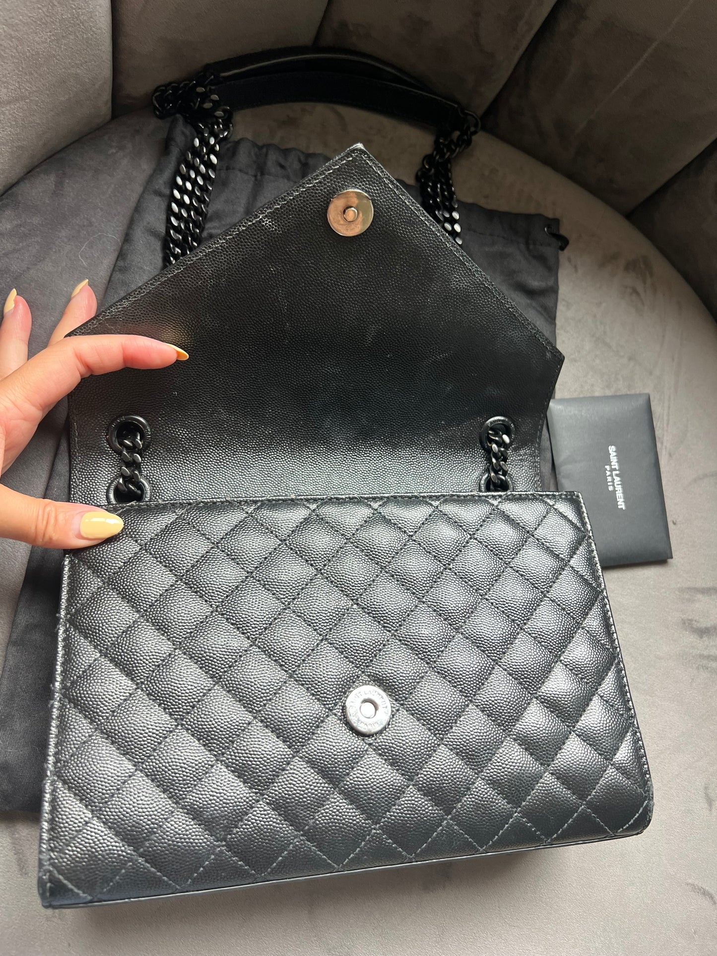 Yves Saint Laurent Tri-Quilt Matelasse Envelope Bag