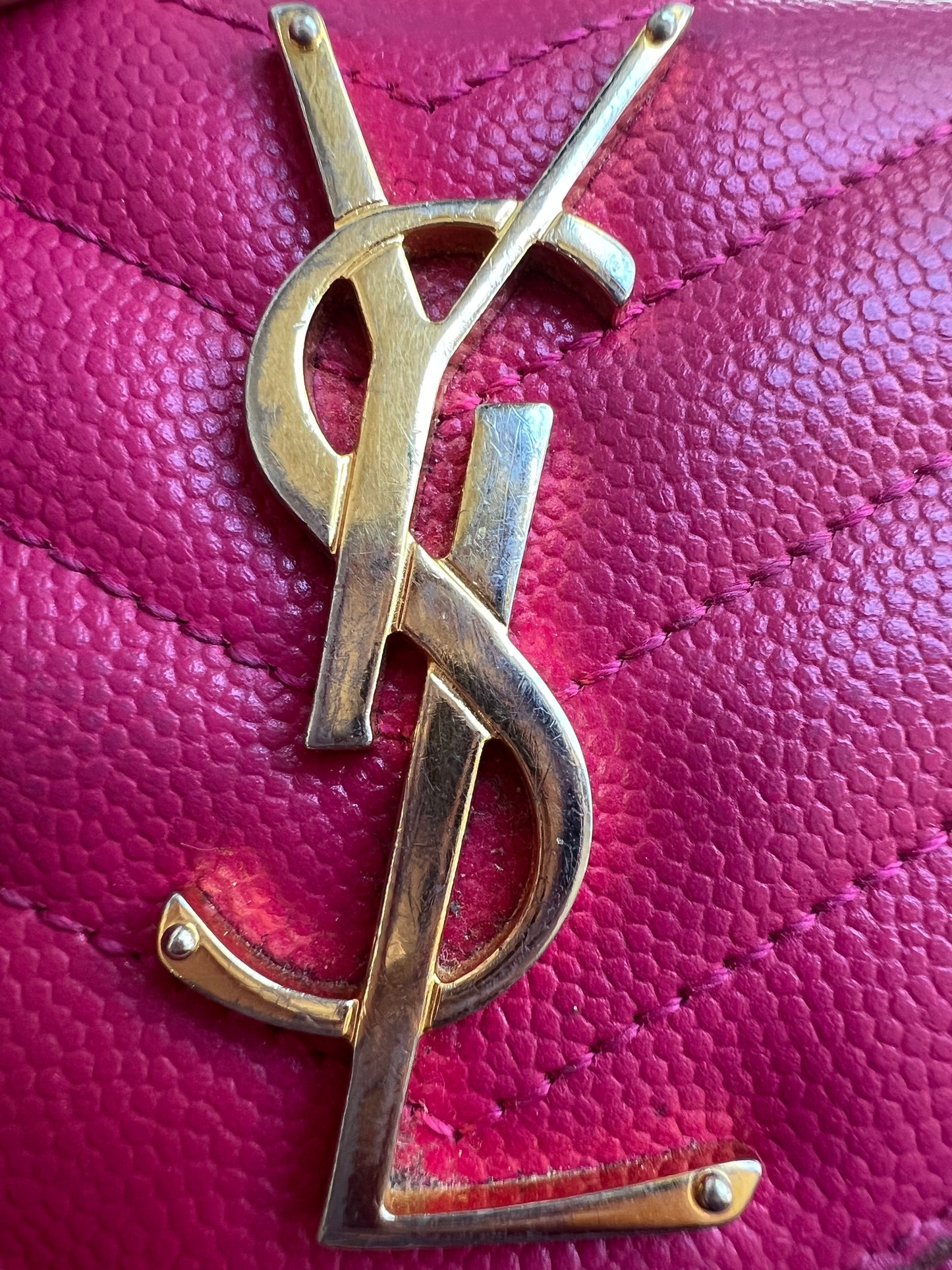 Pink YSL cassandre wallet on chain