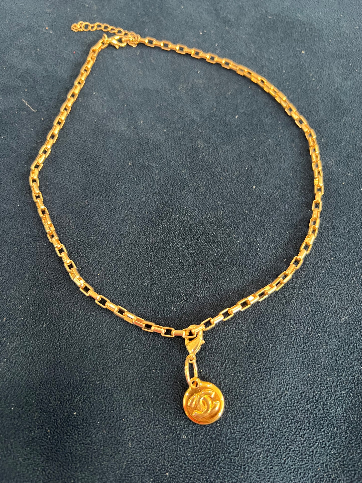 Upcycled Chanel CC charm necklace - Paperclip chain