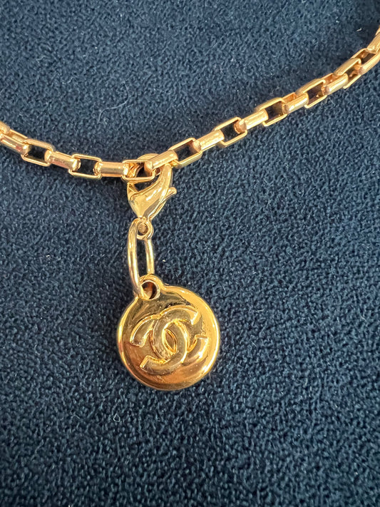Upcycled Chanel CC charm necklace - Paperclip chain