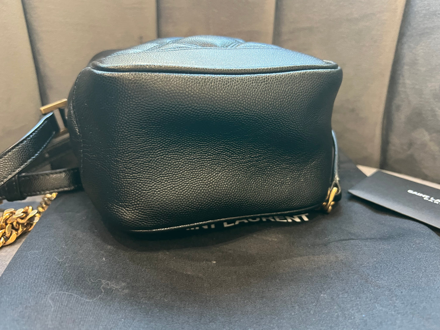 Saint Laurent Grain de Poudre Quilted 80s Vanity Bag Black