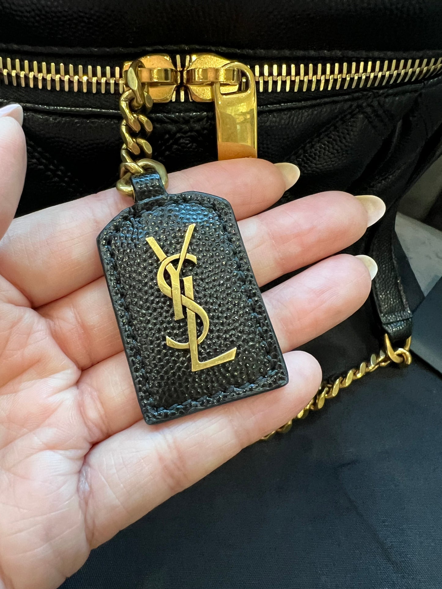 Saint Laurent Grain de Poudre Quilted 80s Vanity Bag Black