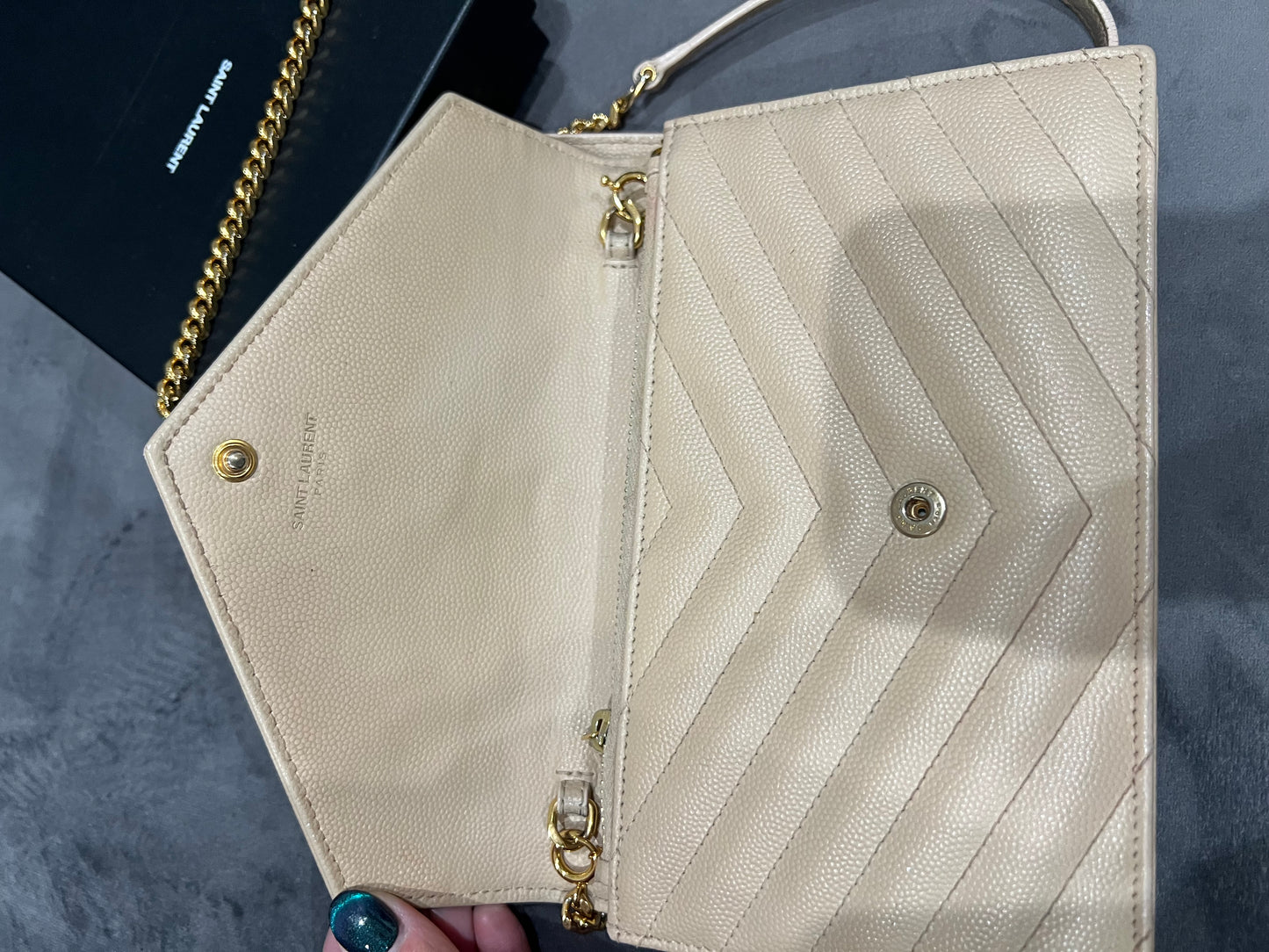 YSL Cassandre envelope flap wallet on chain