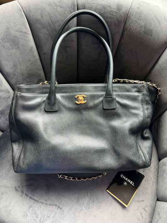 Chanel Caviar Executive Tote Bag 24k gold turn lock