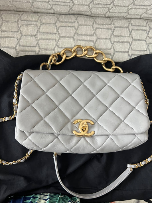 Chanel trendy double chain grey single flap