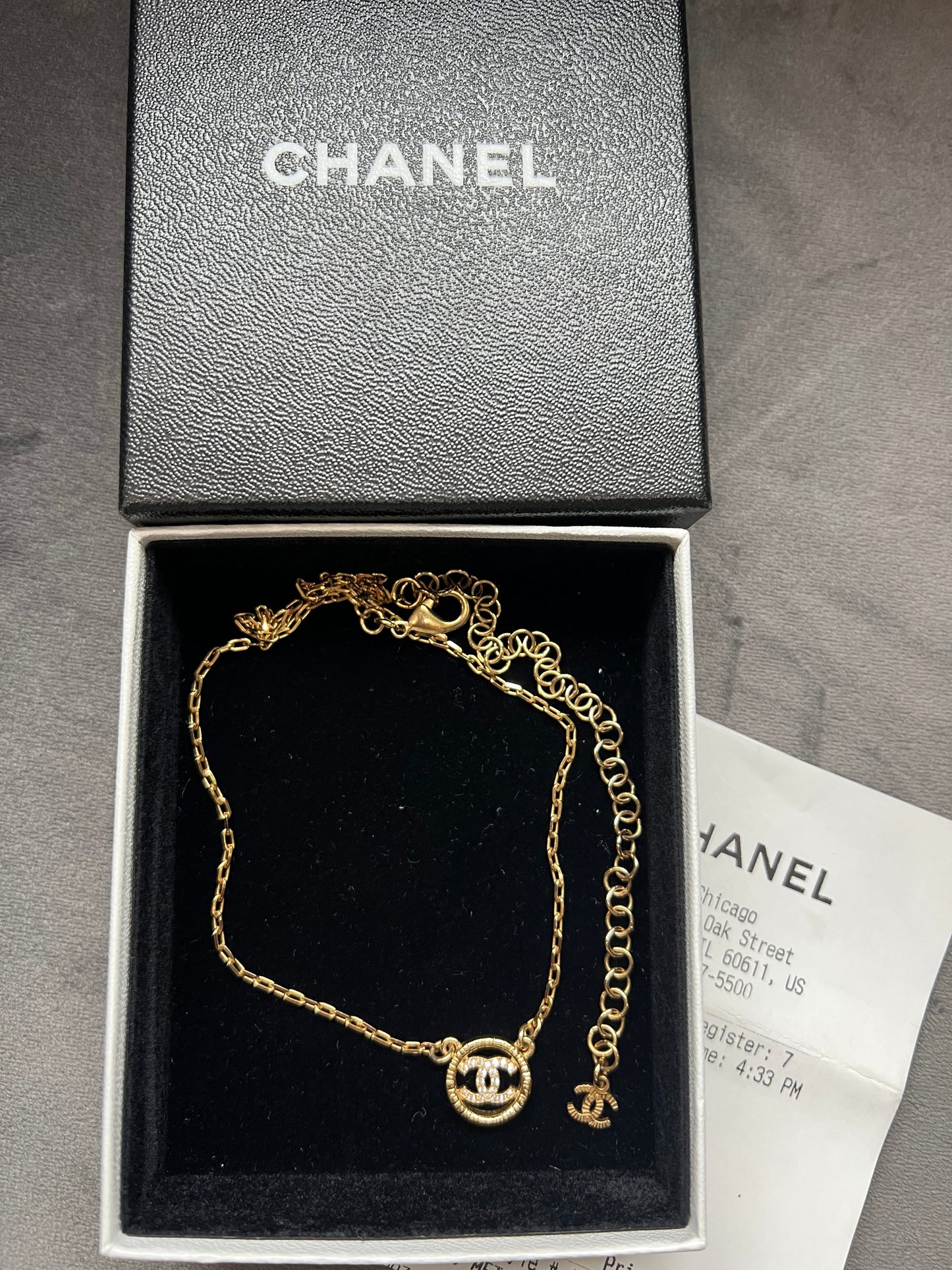 Chanel Crystal Metal CC Round Pendant necklace