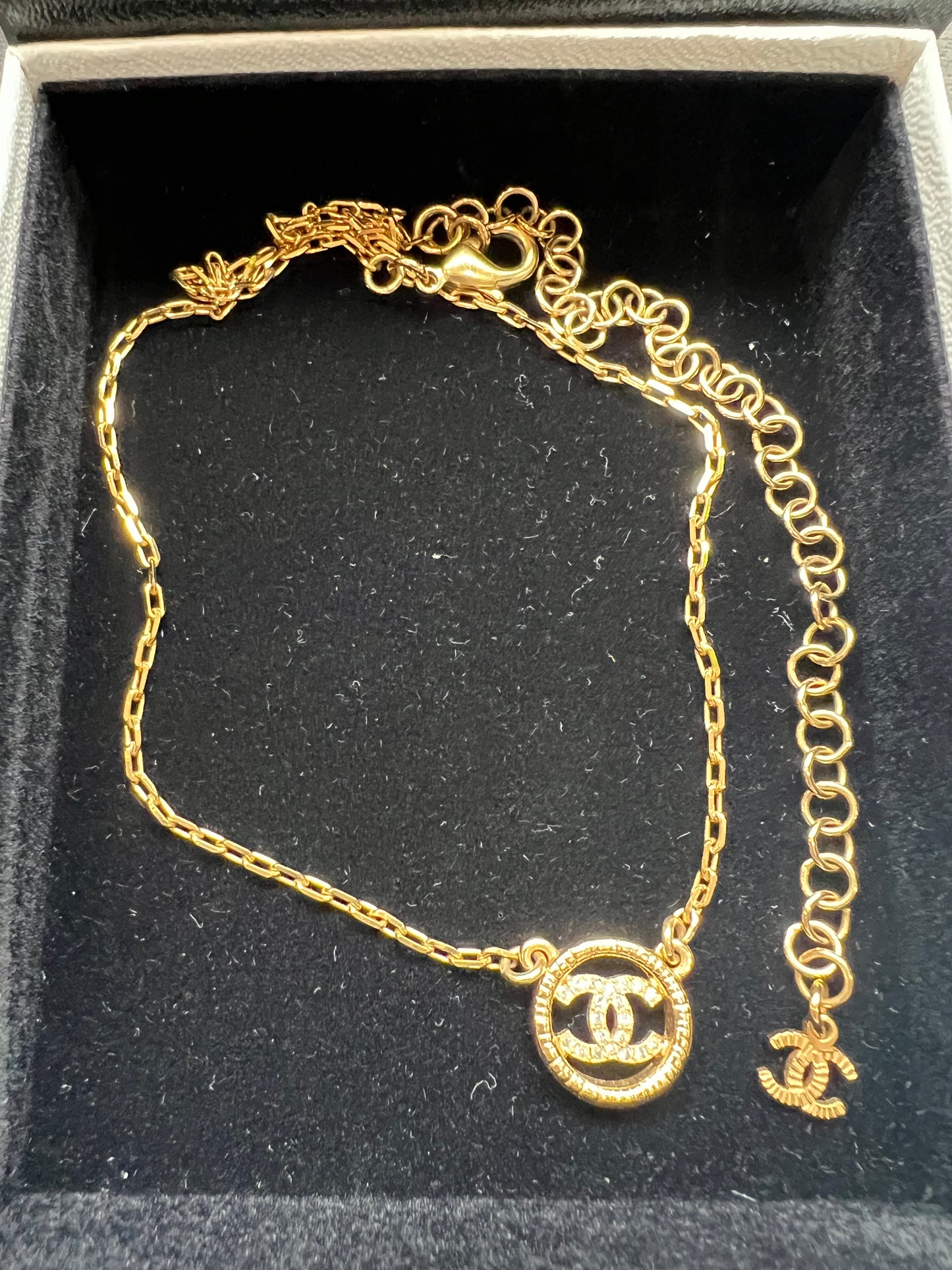 Chanel Crystal Metal CC Round Pendant necklace