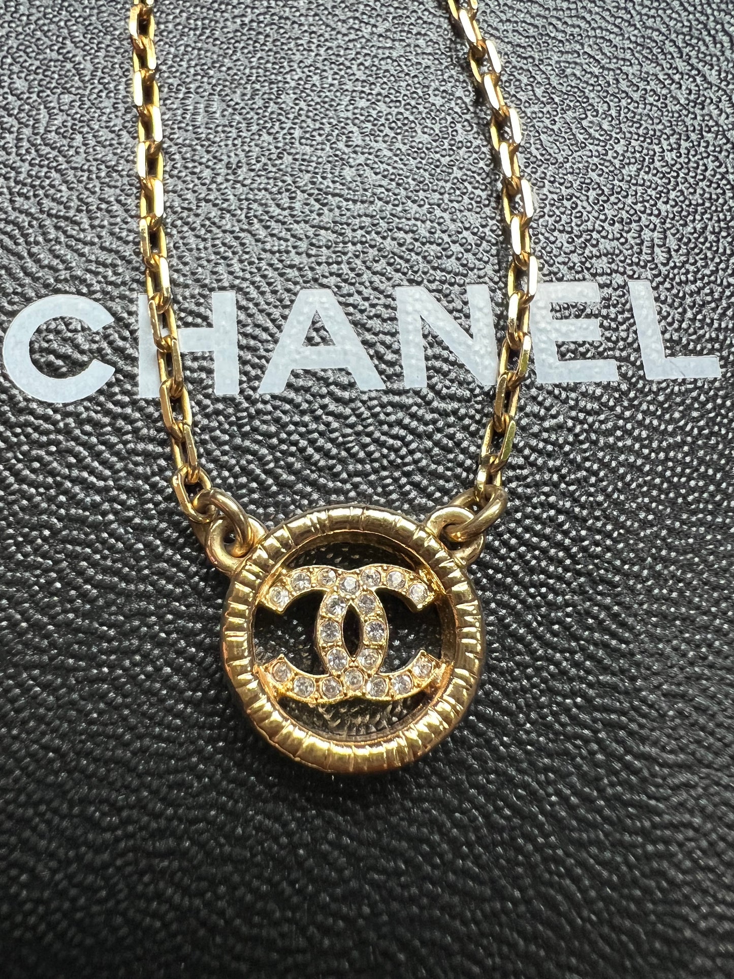 Chanel Crystal Metal CC Round Pendant necklace