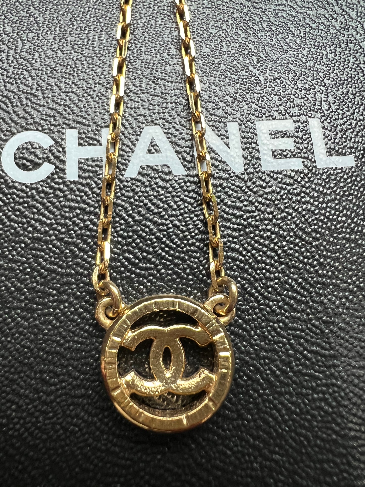 Chanel Crystal Metal CC Round Pendant necklace