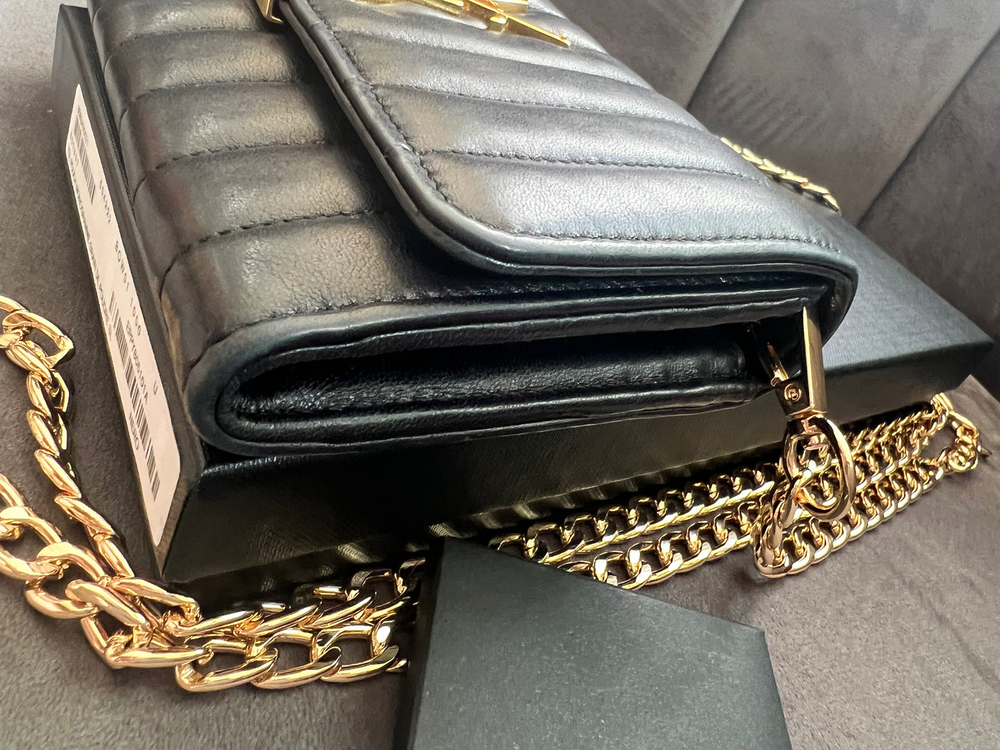 Saint Laurent Vicky Black Quilted Monogram Wallet