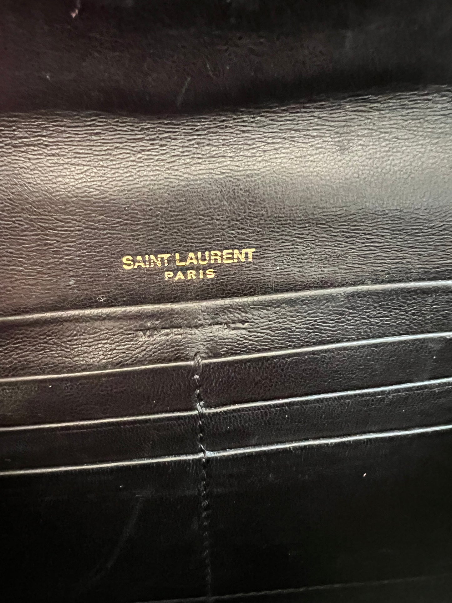Saint Laurent Vicky Black Quilted Monogram Wallet