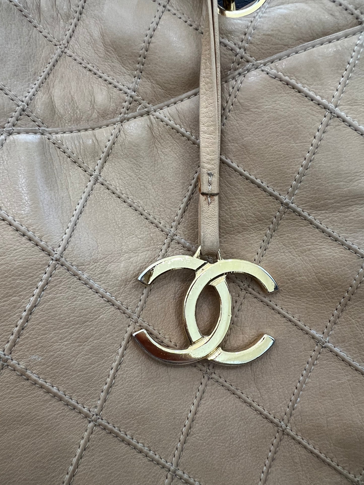 Vintage Chanel Quilted Shopping Tote Bag