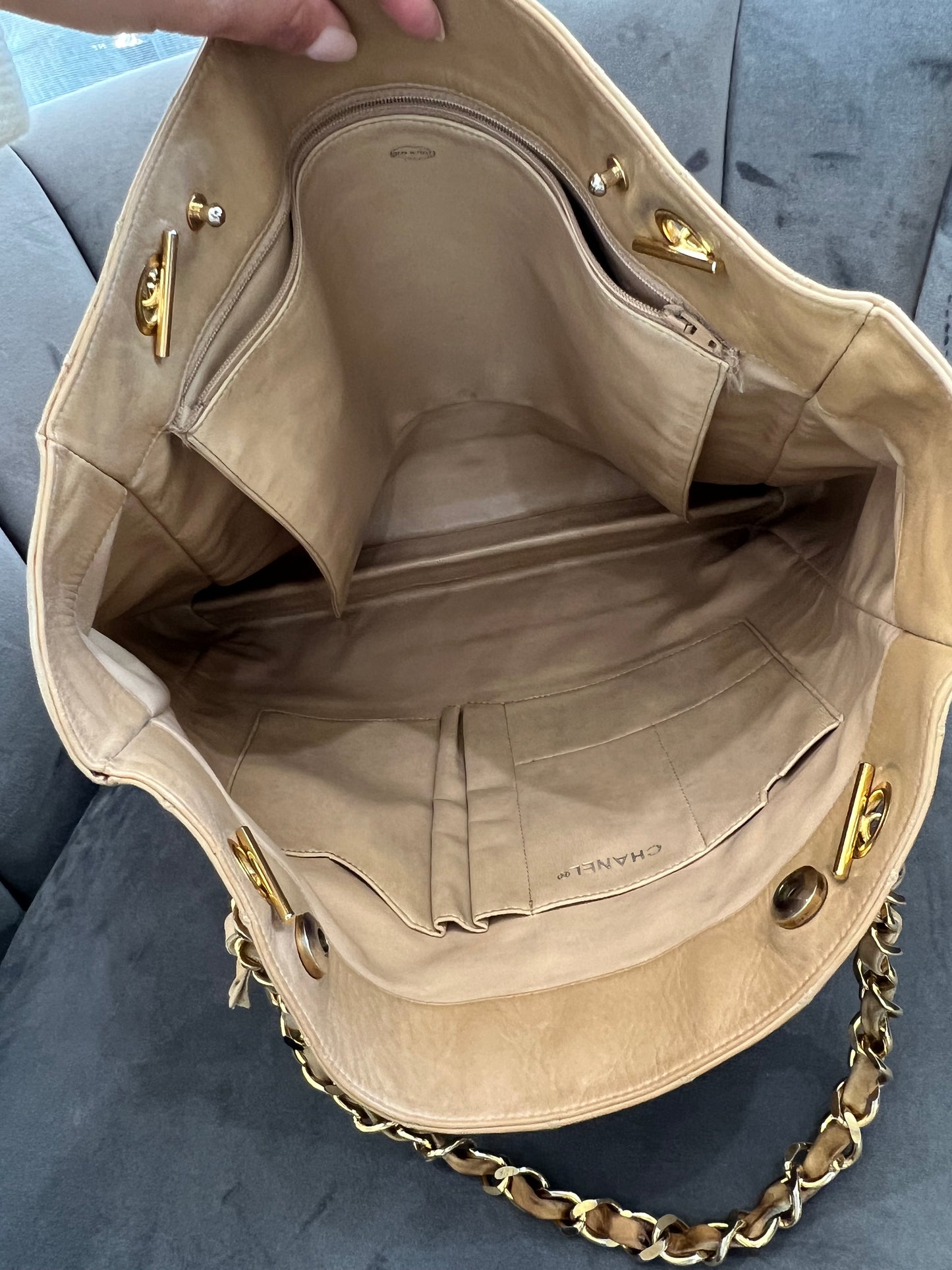 Vintage Chanel Quilted Shopping Tote Bag