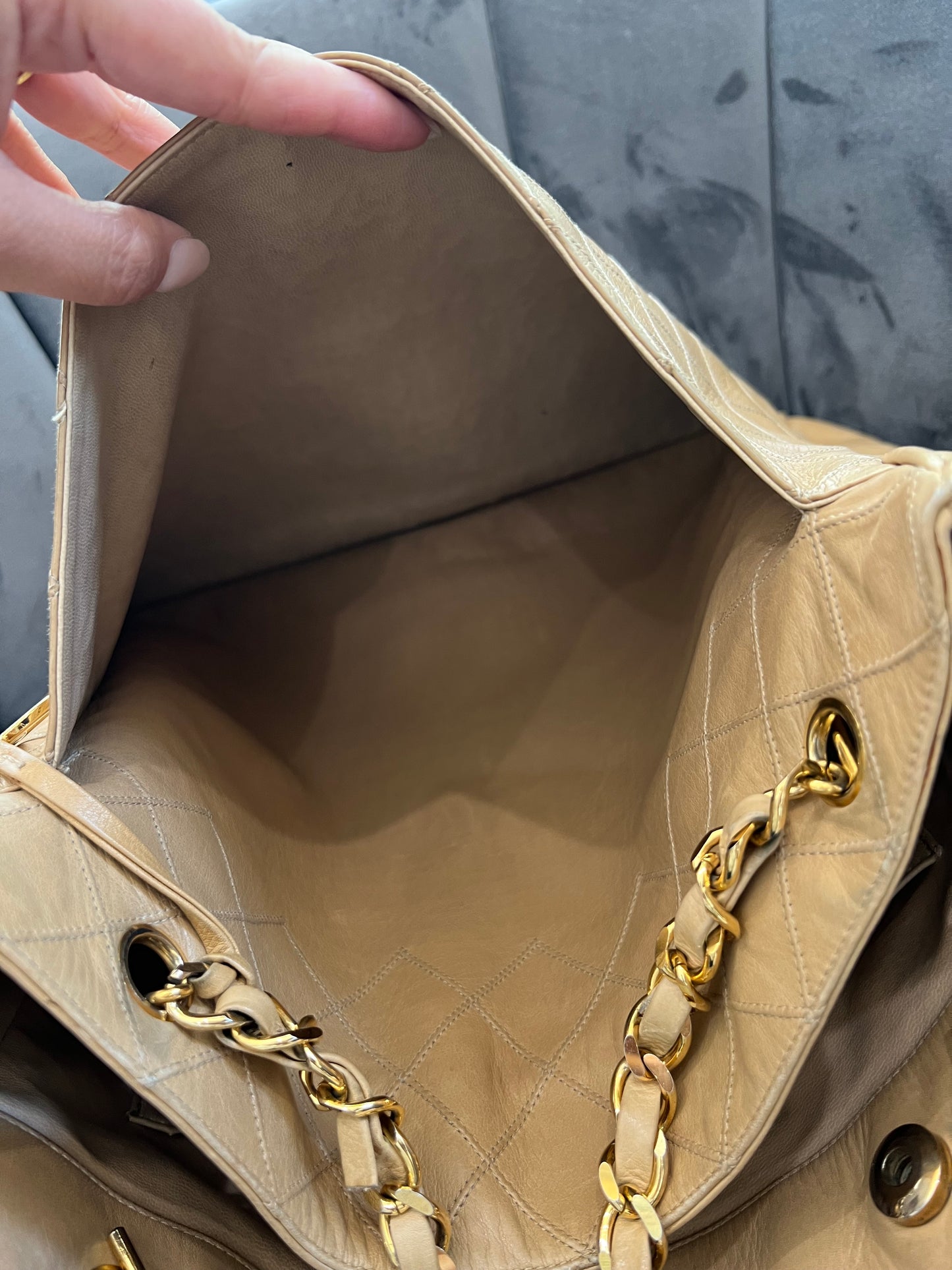 Vintage Chanel Quilted Shopping Tote Bag
