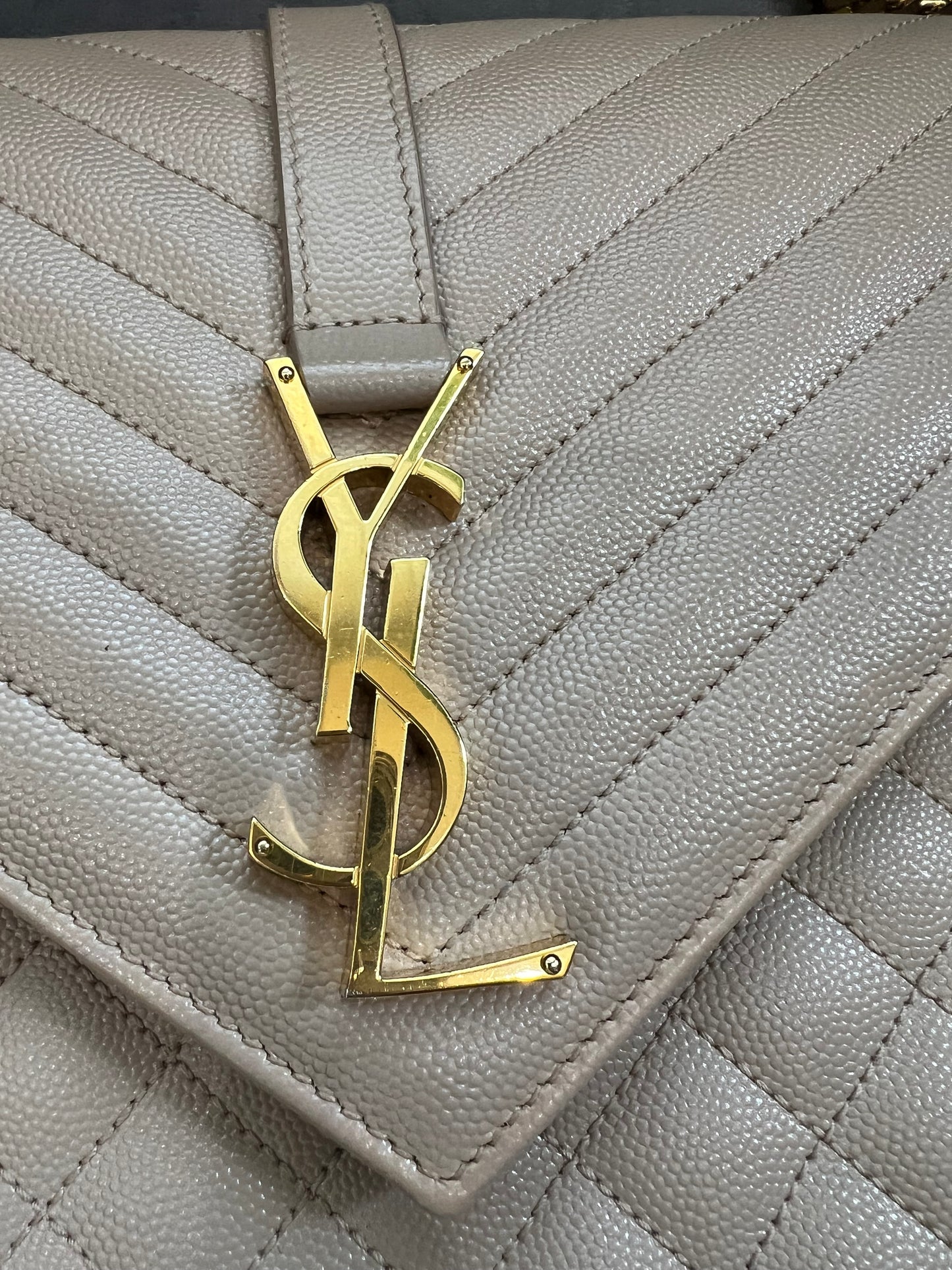 Saint Laurent Classic Monogram Envelope Satchel Mixed Matelasse Leather Large