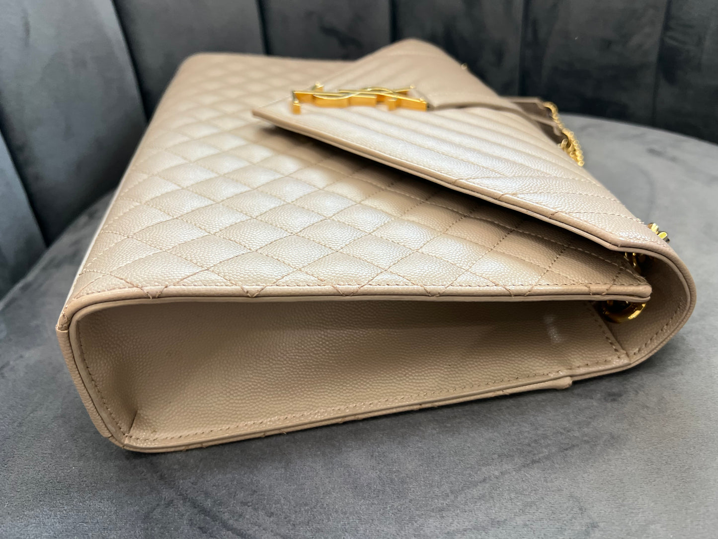 Saint Laurent Classic Monogram Envelope Satchel Mixed Matelasse Leather Large