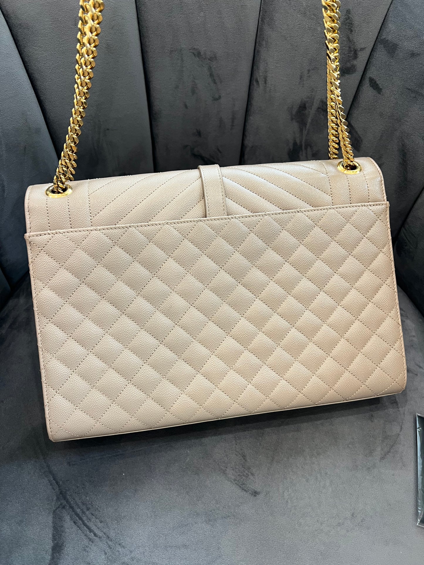 Saint Laurent Classic Monogram Envelope Satchel Mixed Matelasse Leather Large