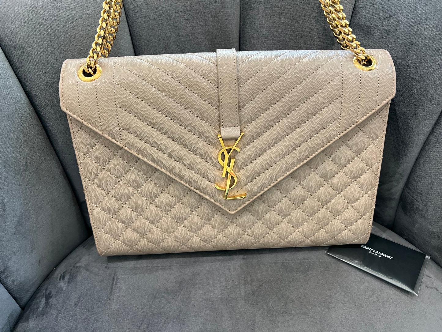 Saint Laurent Classic Monogram Envelope Satchel Mixed Matelasse Leather Large