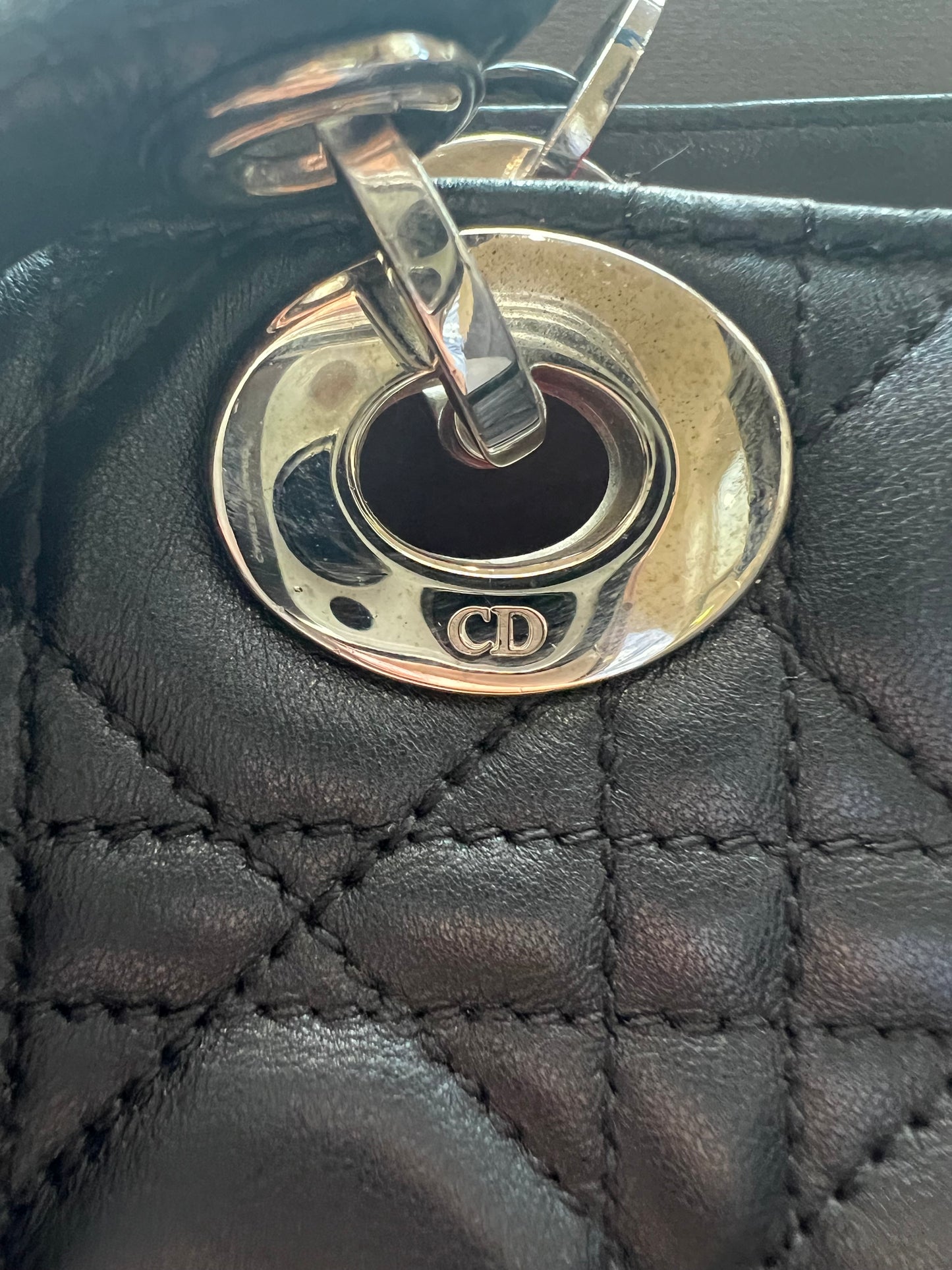 Lady Dior Cannage shopping tote lambskin black