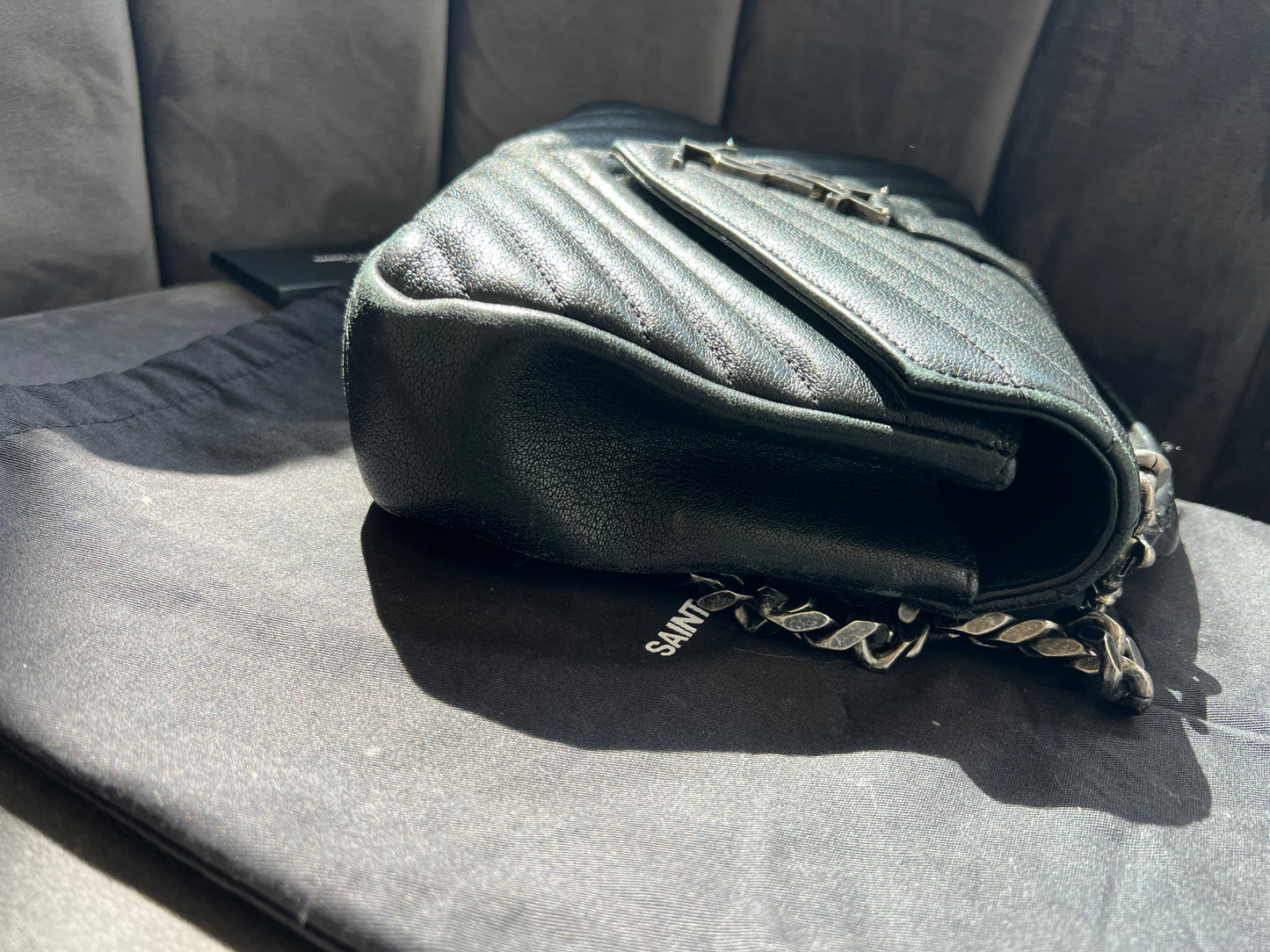 YSL Medium Quilted College Bag Black