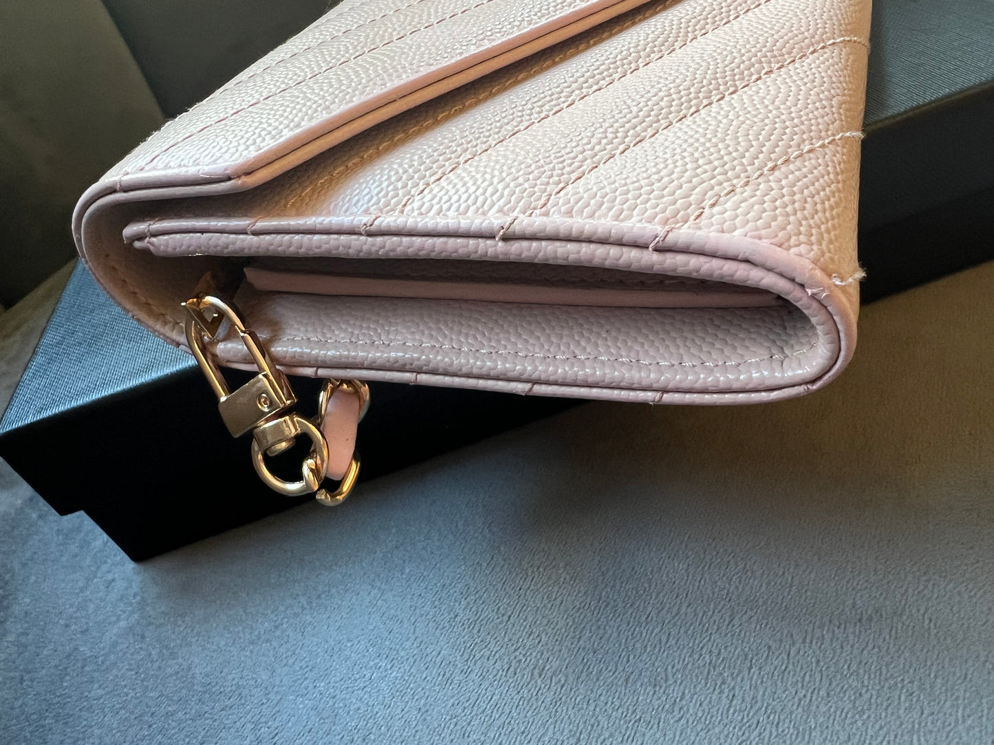 Yves Saint Laurent blush pink Cassandre envelope wallet
