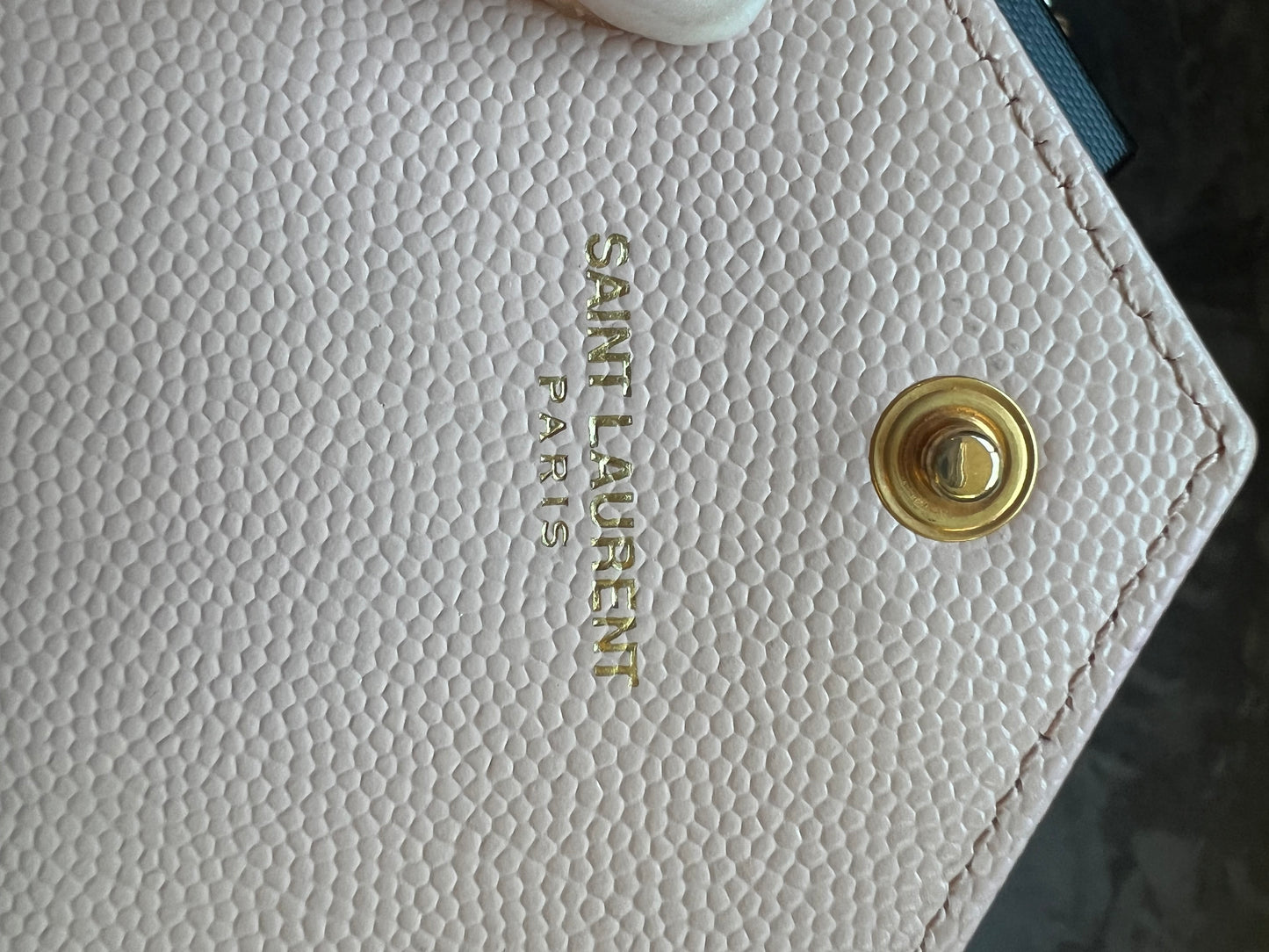 Yves Saint Laurent blush pink Cassandre envelope wallet