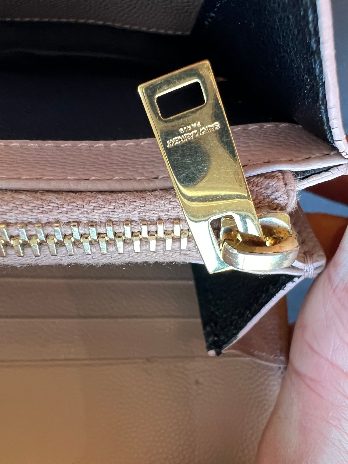 Yves Saint Laurent blush pink Cassandre envelope wallet