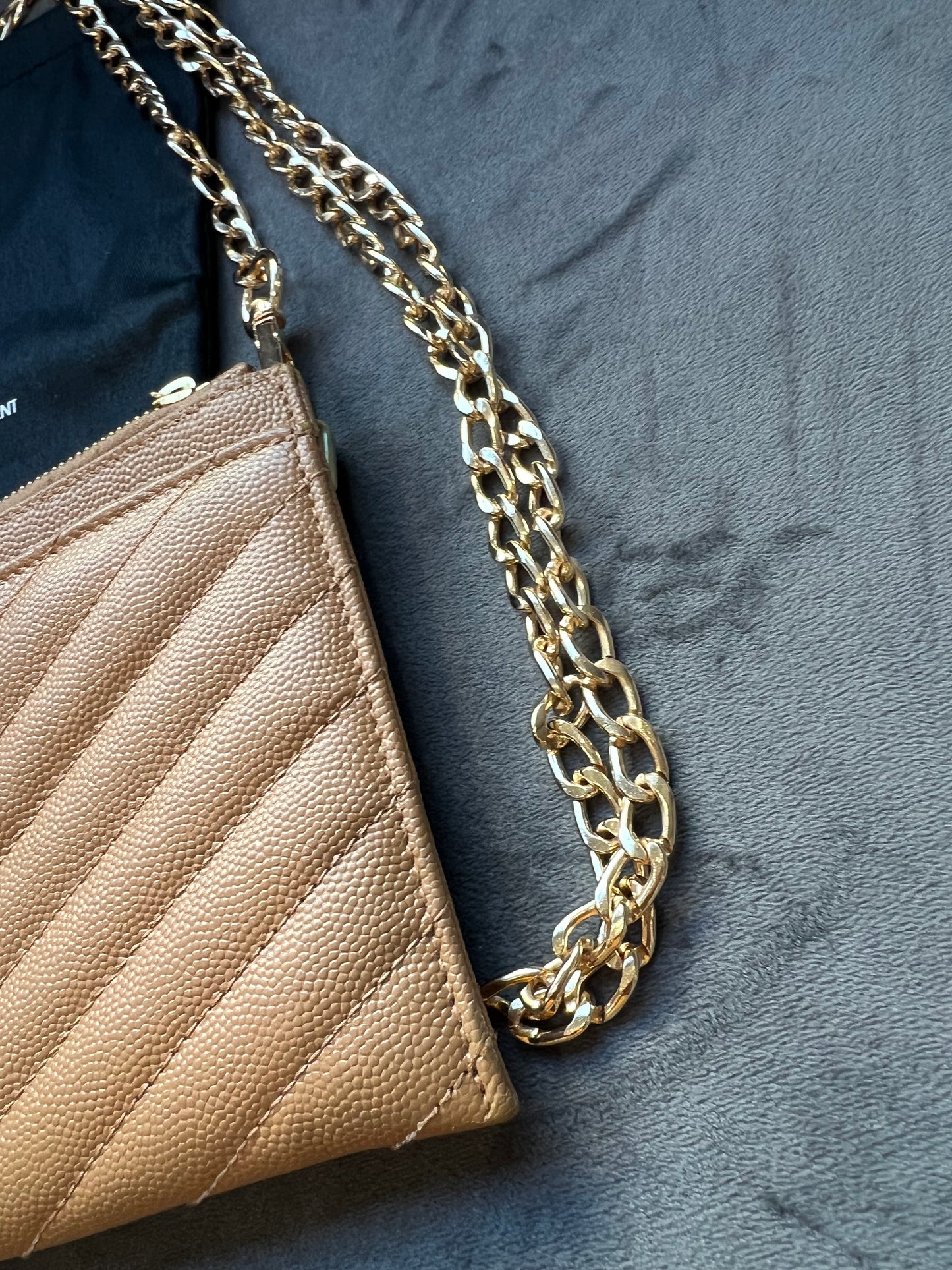 Yves Saint Laurent Tan Monogram Quilted Clutch & Crossbody