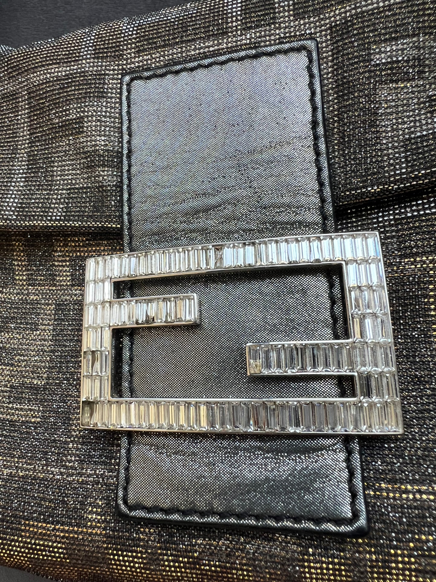 Rare FENDI Crystal Baguette with metallic zucca