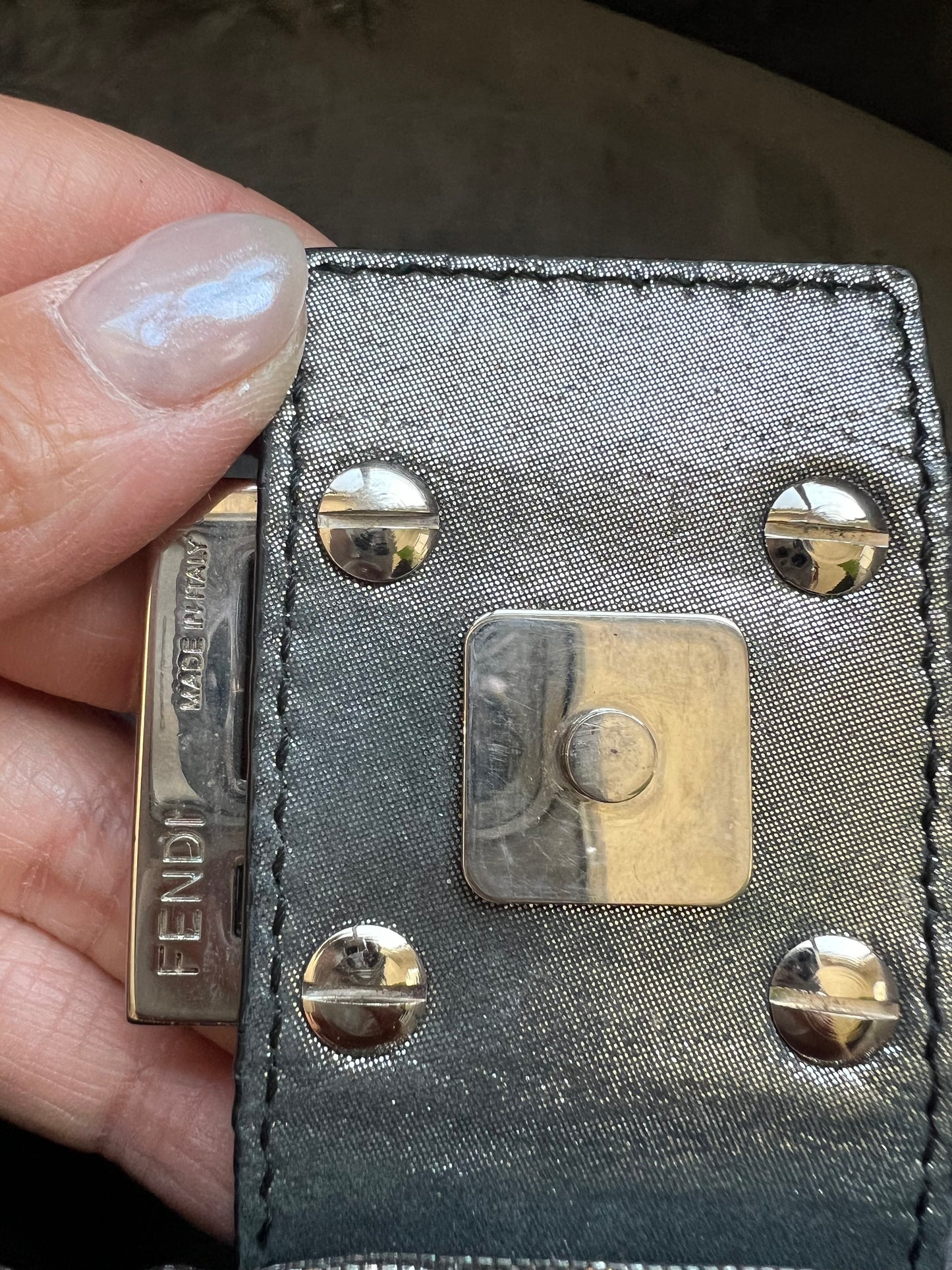 Rare FENDI Crystal Baguette with metallic zucca