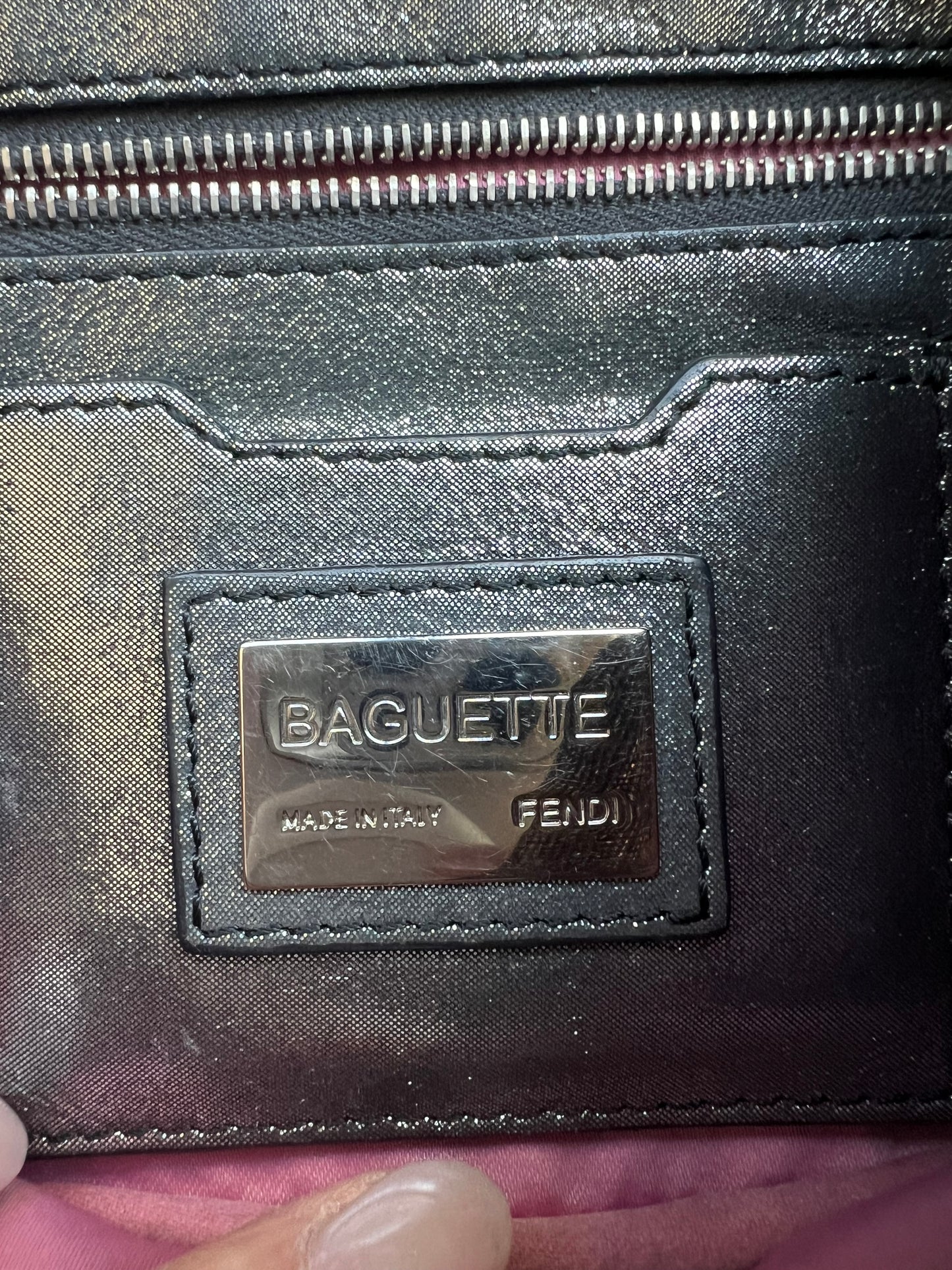 Rare FENDI Crystal Baguette with metallic zucca