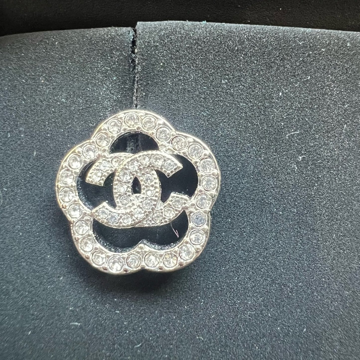 Chanel  Crystal Camellia CC Earrings