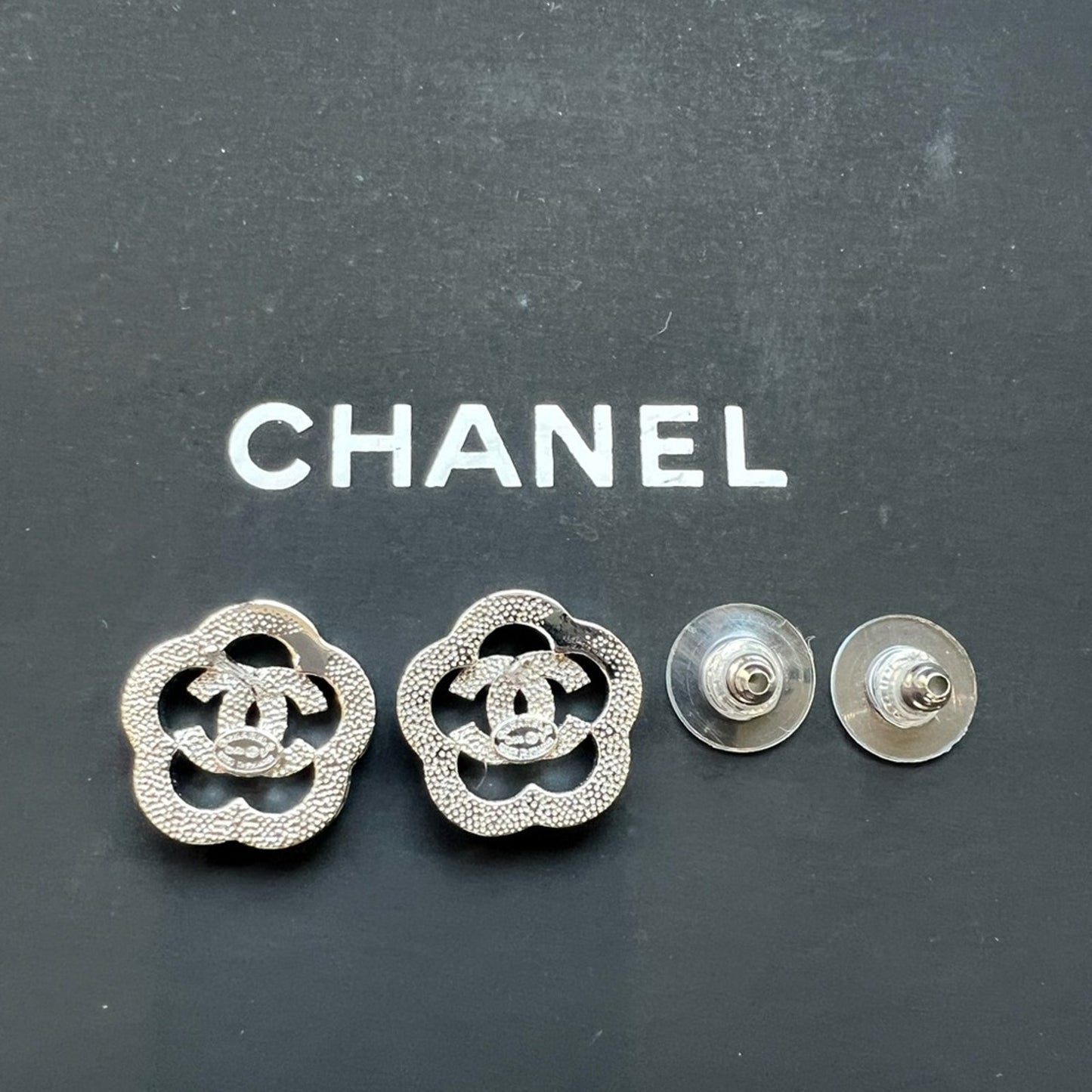 Chanel  Crystal Camellia CC Earrings